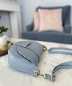 Alternative view of Skórzana torebka CARLA/ błękit