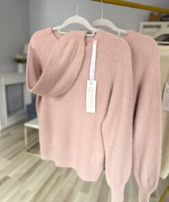 Sweter AMELIA LONG baby alpaca/ pastelowy zgaszony róż