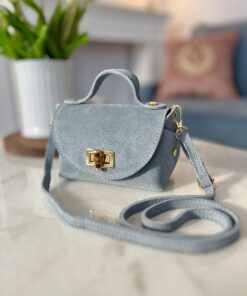 Zamszowa torebka MIU/ ciemny jeans