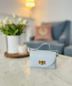 Skórzana torebka MIU/ błękit