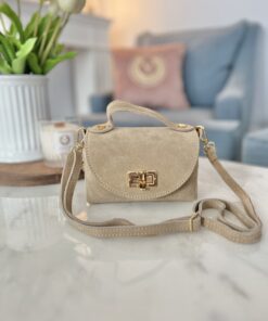 Zamszowa torebka MIU/ szlachetny beż