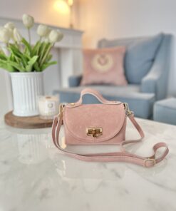 Zamszowa torebka MIU/ pudrowy róż