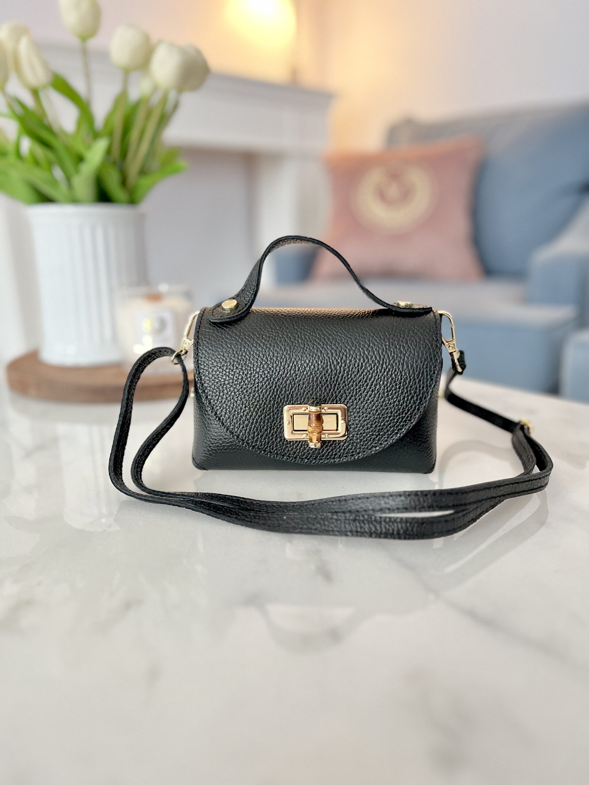 Skórzana torebka MIU/ klasyczna czerń