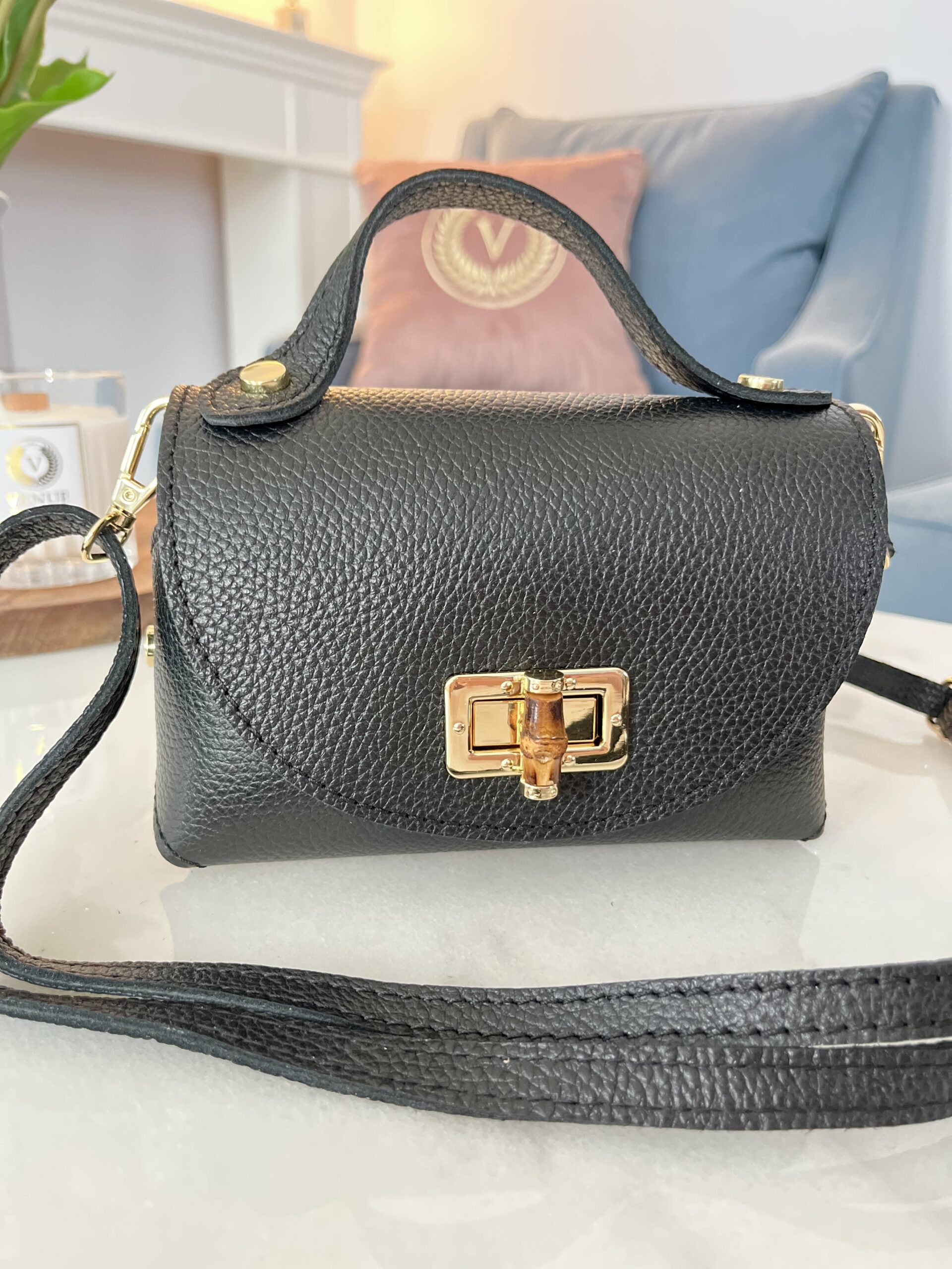 Skórzana torebka MIU/ klasyczna czerń - obrazek 4