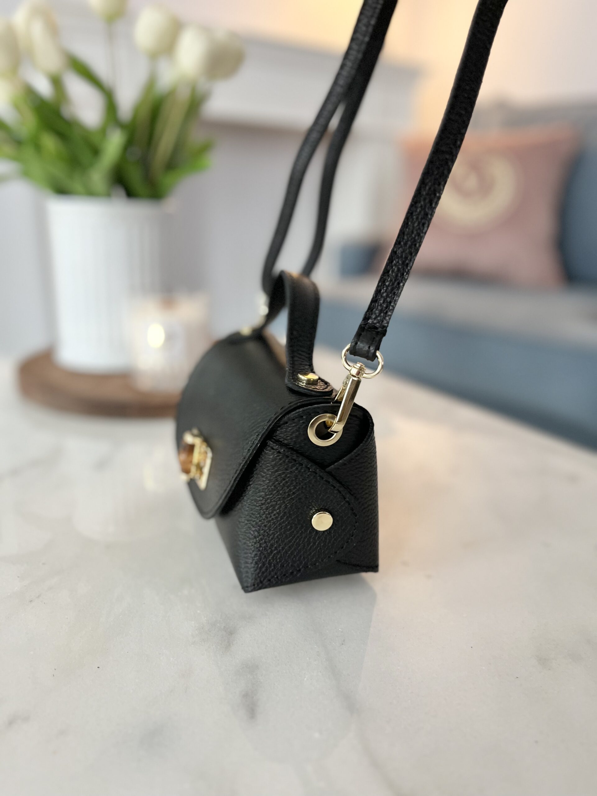 Skórzana torebka MIU/ klasyczna czerń - obrazek 3