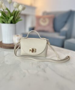 Skórzana torebka MIU/ bardzo jasny beż