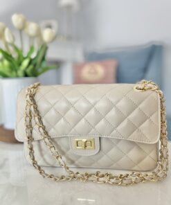 Skórzana torebka DIANA/ bardzo jasny beż