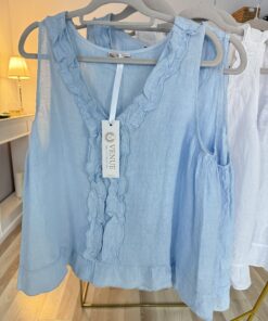 TOP lniany COCO/ błękit