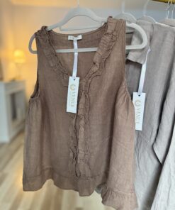 TOP lniany COCO/ jasny brąz