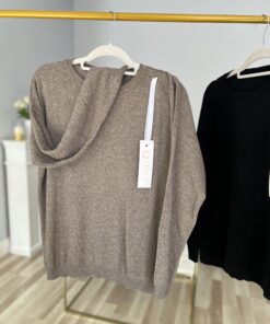 Sweter BASIC KASZMIR/ kakaowy brąz (sól i pieprz)