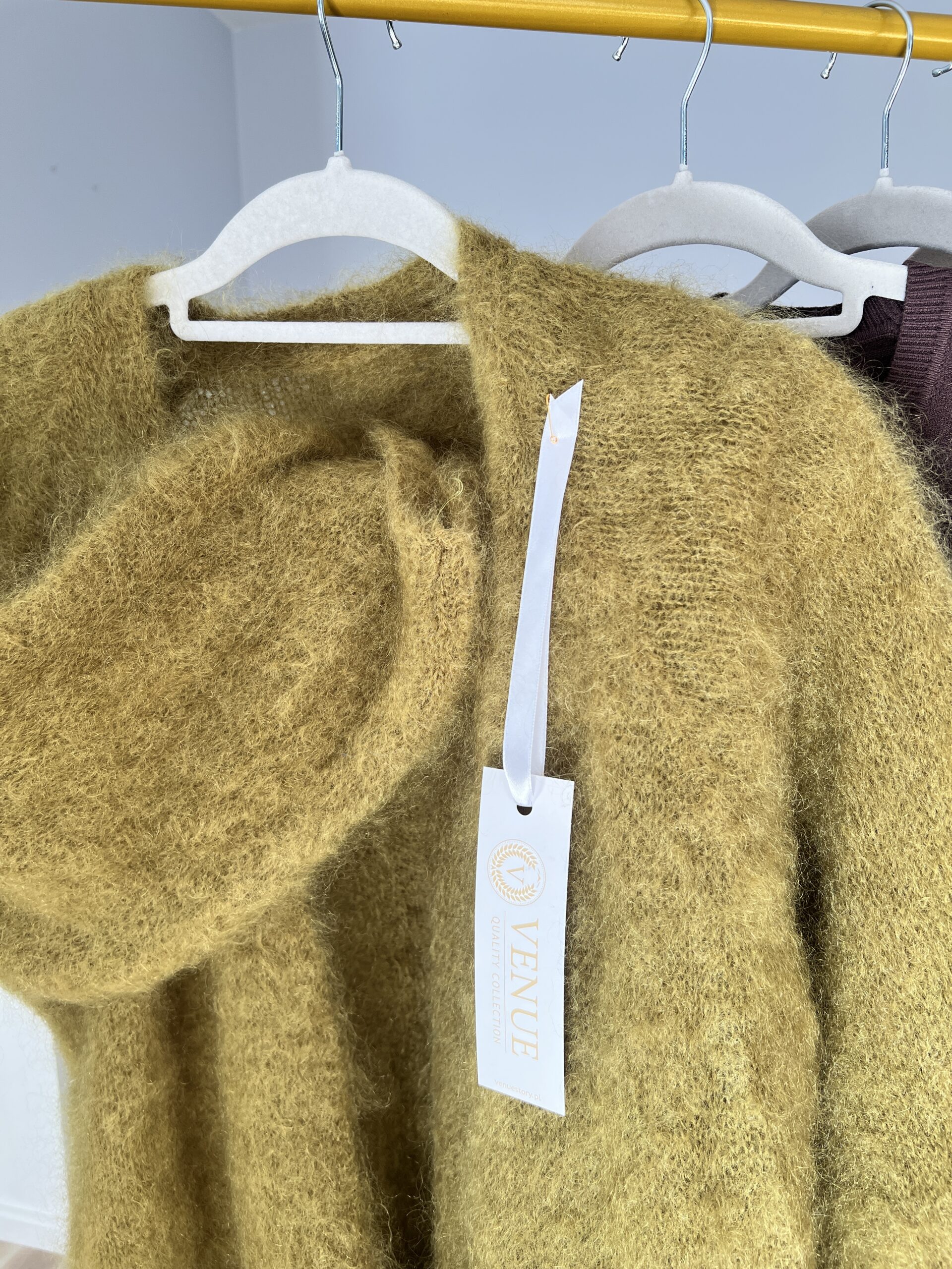 Sweter SOFIA kardigan kid moher/ zgniłe zielone avocado - obrazek 2