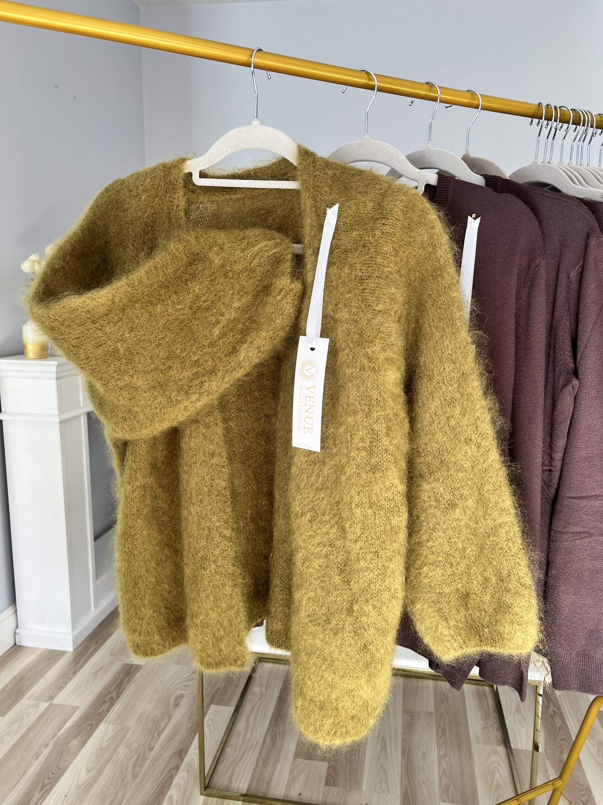 Sweter SOFIA kardigan kid moher/ zgniłe zielone avocado