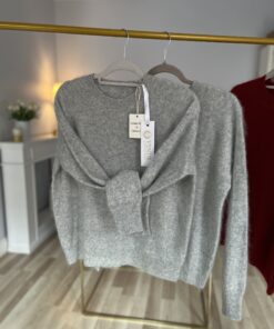 Pulower IVA -merino/kaszmir/jedwab  JASNA SZAROŚĆ